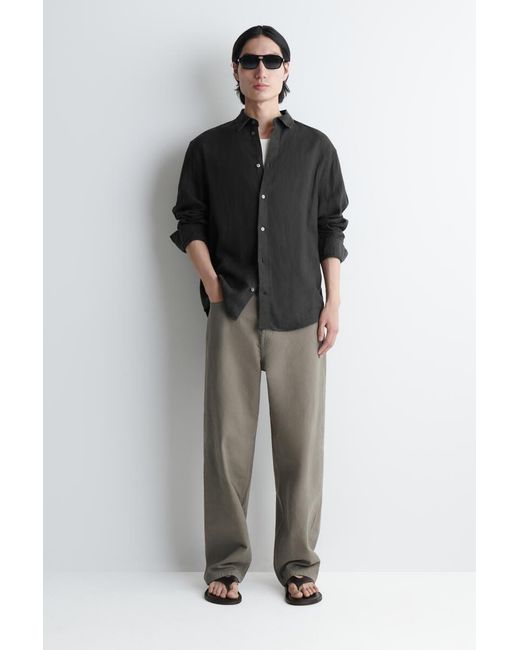 COS Black Relaxed Linen Shirt for men