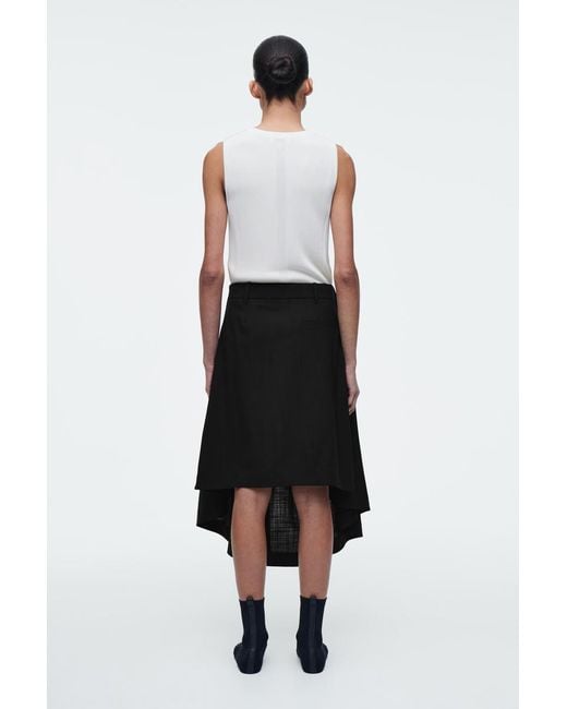 COS Black Deconstructed Sheer Wool Skirt