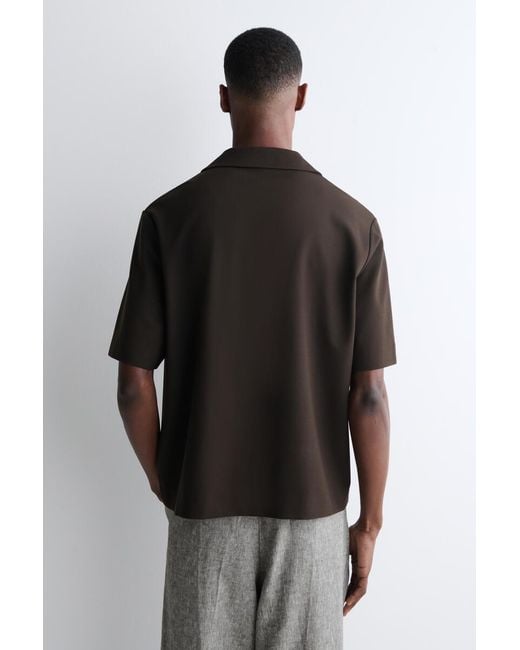 COS Black Milano-Jersey Short-Sleeved Shirt for men
