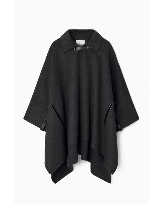 COS Black Double-faced Wool Cape