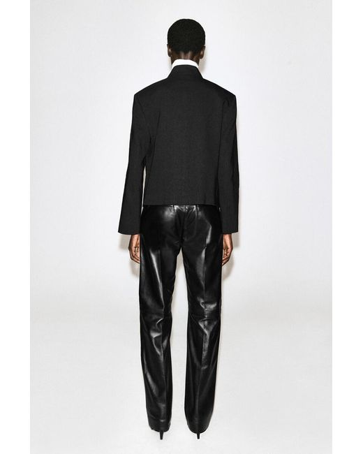 COS Black Stud-Detail Cropped Linen Blazer