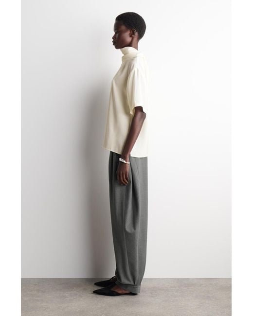 COS Natural Draped Scarf-Detail Top