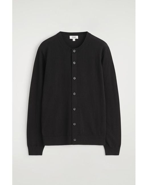 COS Strickjacke Aus Merinowolle Mit Rundhalsausschnitt in Black für Herren