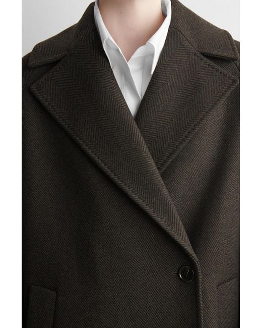 COS Black Oversized Double-Breasted Wool Long Coat