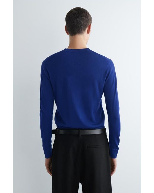 COS Blue Slim Merino Wool Crew-Neck Sweater for men