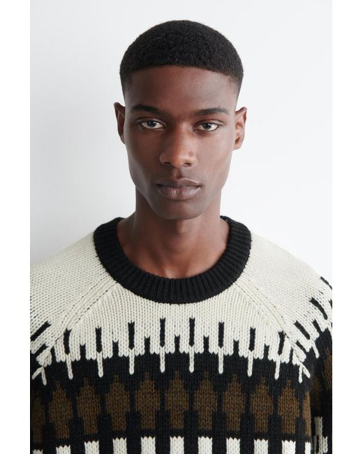 COS Black Fair Isle Wool-Cashmere Jumper for men
