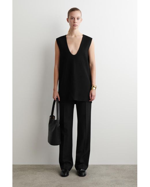 COS Black Double-Faced Wool Vest