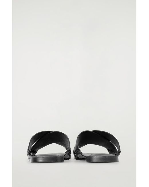 COS Black Crossover Leather Sandals