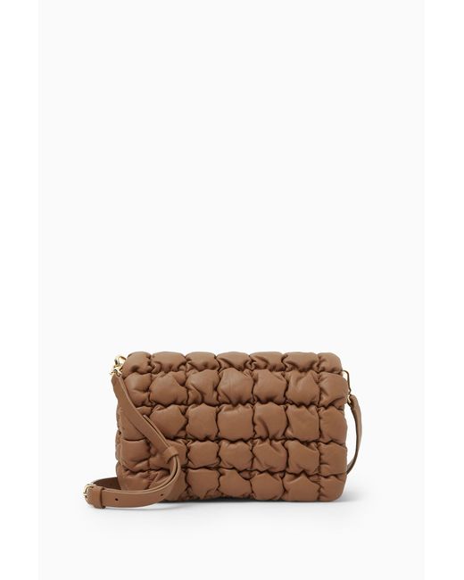 COS Brown Quilted Crossbody Bag - Leather