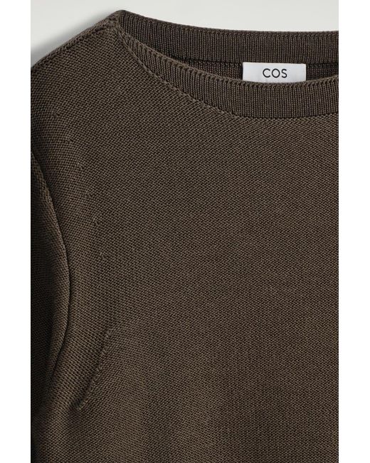COS Green Wool Boat-Neck Jumper for men