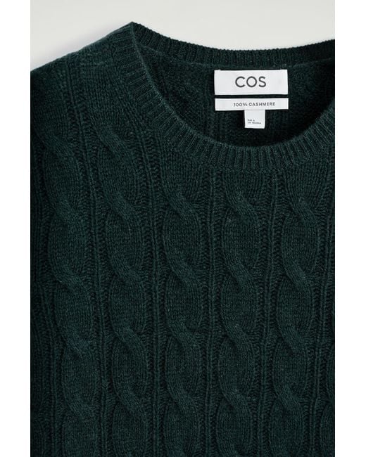 COS Green Cable-Knit Cashmere T-Shirt