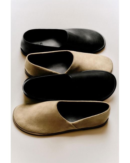 COS Black Leather Slip-on Shoes for men