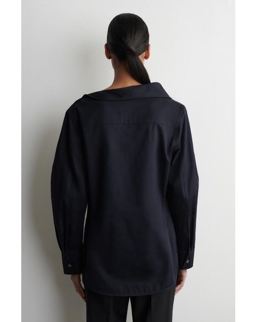 COS Blue Asymmetric Cotton Blouse