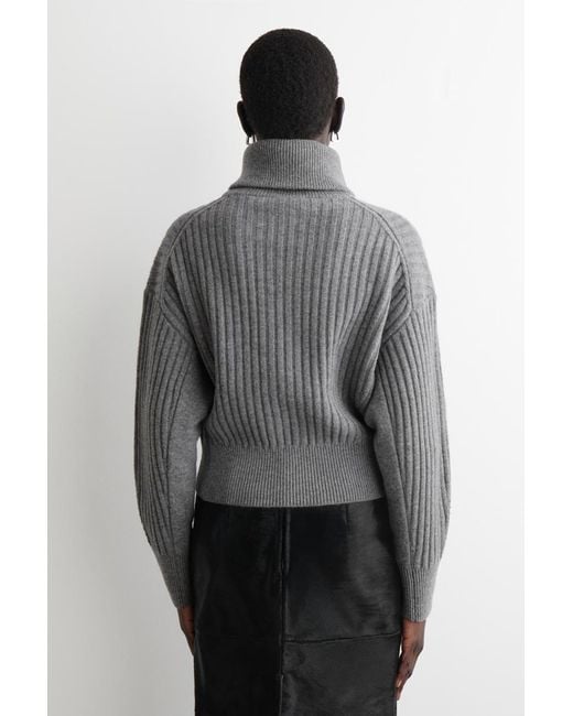 COS Gray Ribbed Merino Wool Jacket
