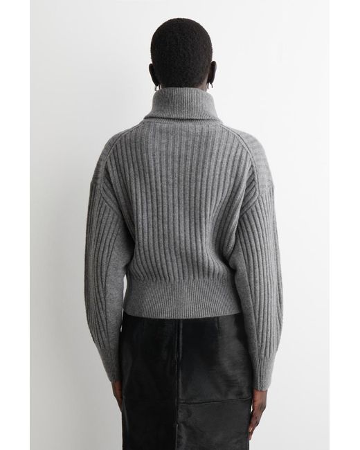 COS Gray Ribbed Merino Wool Jacket