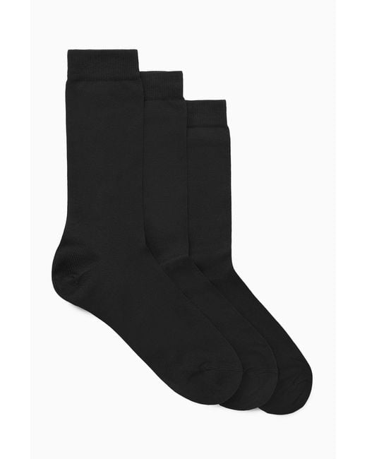COS Black 3-pack Mercerised Cotton Socks for men