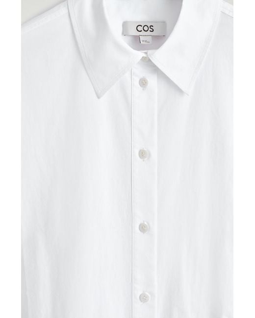 COS White Sleeveless Cotton-Poplin Shirt Dress