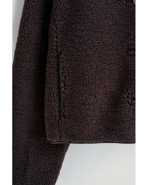 COS Black Funnel-Neck Teddy Jacket