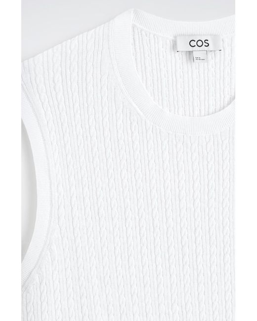 COS White Cable-Knit Cotton-Linen Tank Top for men