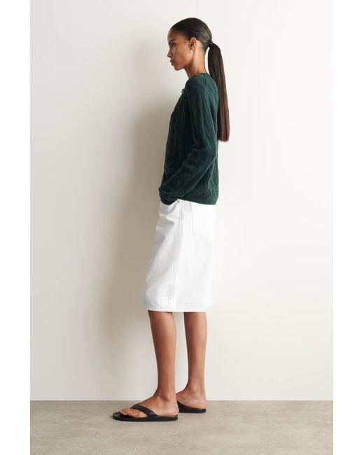 COS Green Cable-Knit Cashmere Cardigan