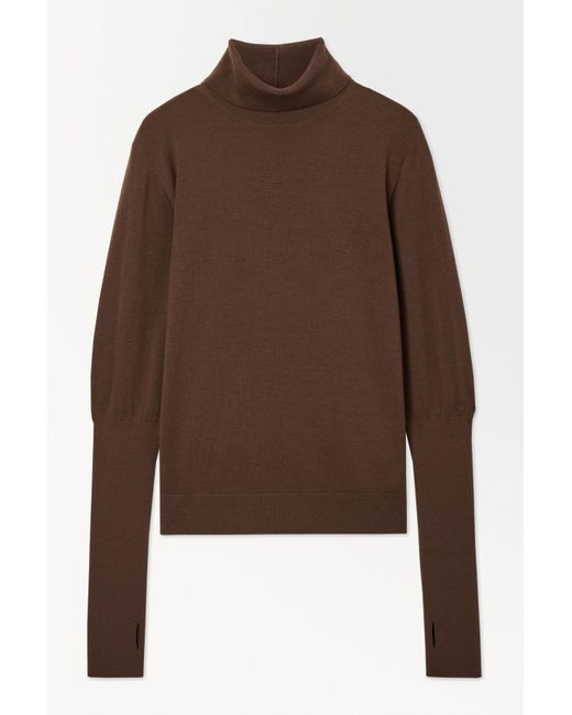COS Brown The Wool Roll-neck Jumper