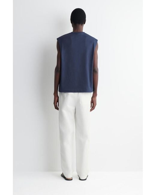 COS Blue Relaxed Cotton-Crepe Tank Top for men