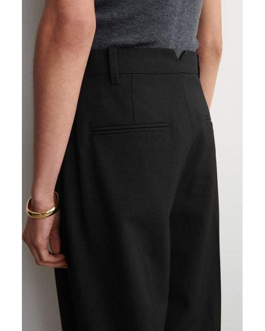 COS Black Pleated Wool-Blend Tapered Trousers