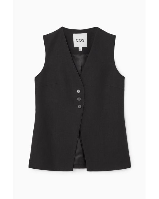 COS Black Longline Linen-blend Vest