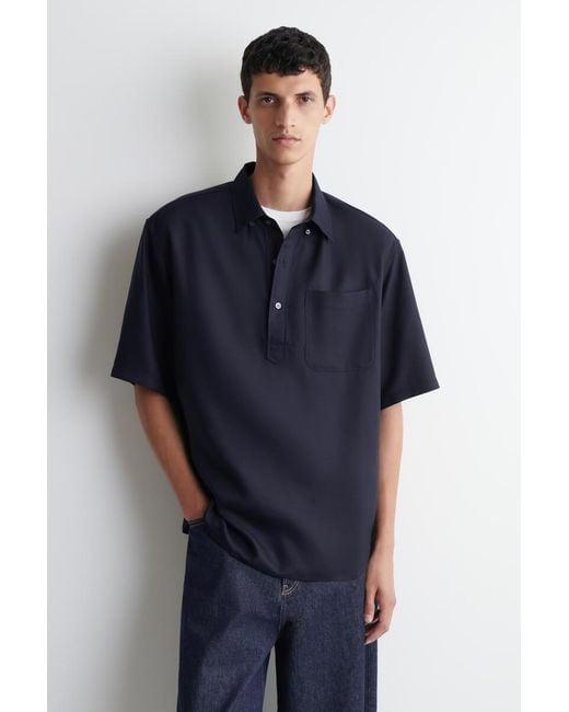 COS Blue Oversized Popover Shirt for men