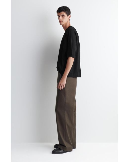 COS Black Oversized Interlock Cotton T-Shirt for men