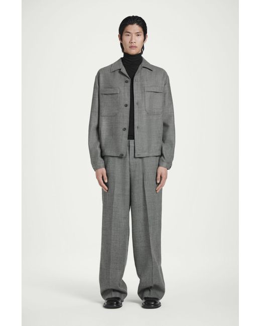 COS Gray Tailored Wool-flannel Straight-leg Track Pants for men