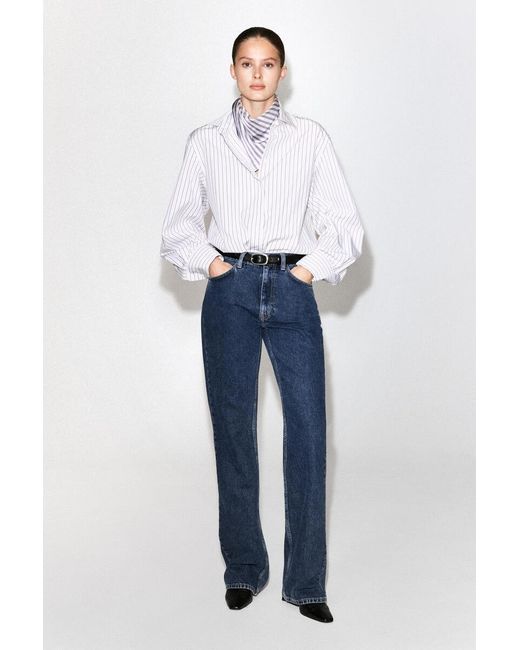 COS White Cutaway-Collar Striped Cotton-Blend Shirt