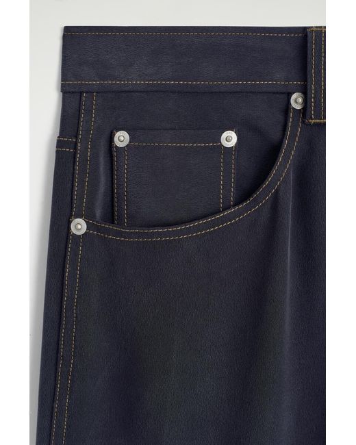 COS Blue Denim-Effect Silk Trousers