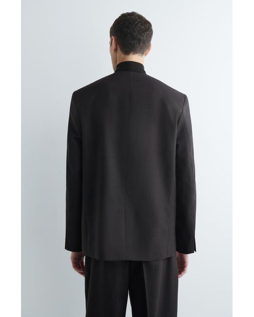 COS Black Collarless Wool Blazer for men
