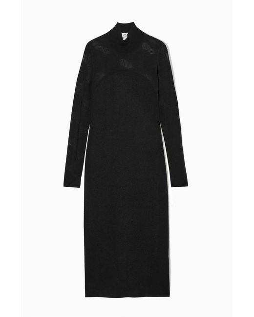 COS Black Polka-dot Sheer-panel Maxi Dress
