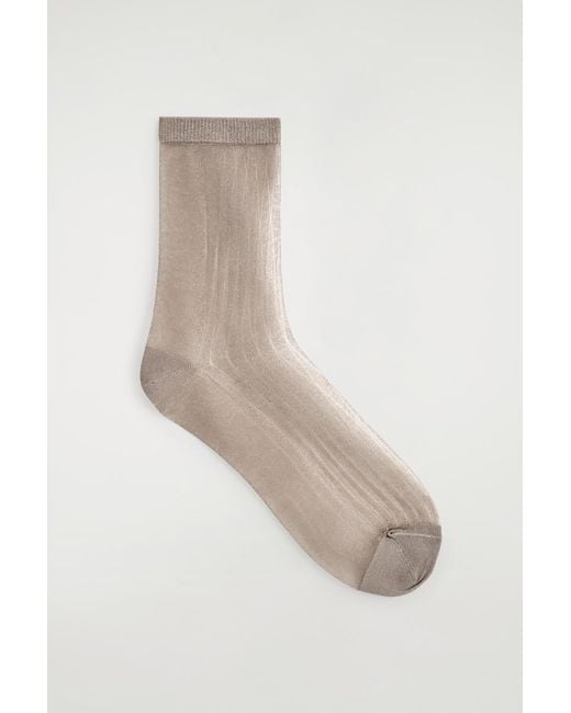 COS White Ribbed Sheer Socks