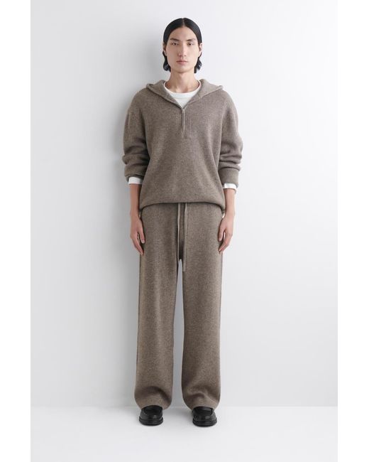 COS Brown Knitted Merino-Yak Zip-Up Hoodie for men