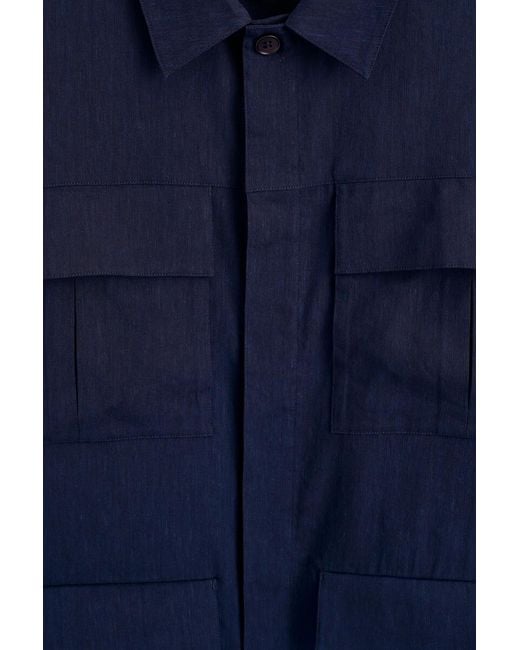 COS Blue Relaxed Linen Utility Overshirt for men