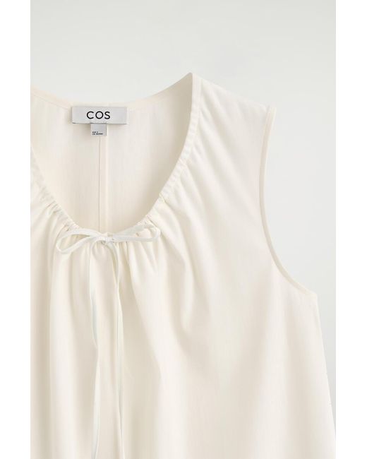 COS Natural Gathered-Neck Jersey Tank Top