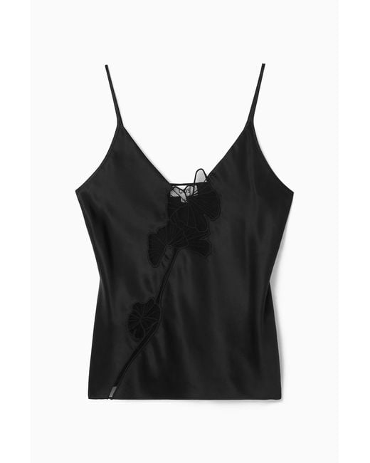 COS Black Lace-paneled Silk Camisole