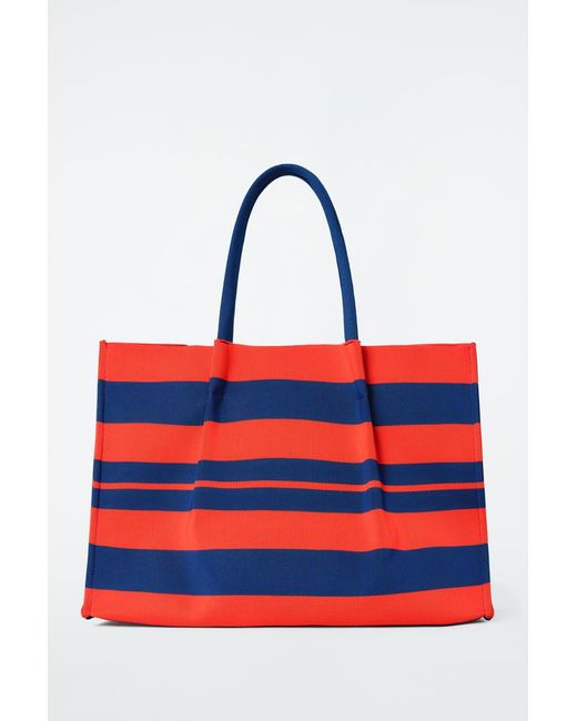 COS Red Striped Market Tote Bag