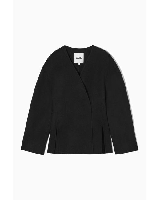 COS Black Collarless Double-faced Wool Blazer