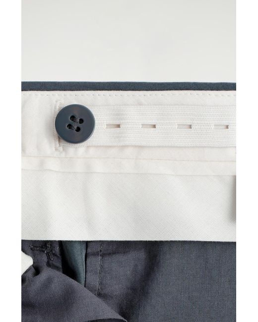 COS Blue Washed-Silk Straight-Leg Pants