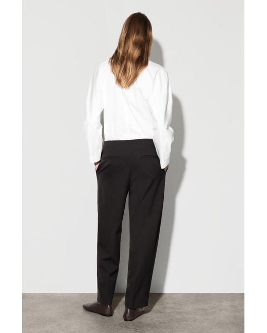 COS Black Wool-Blend Barrel-Leg Pants