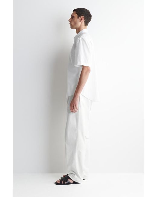 COS White Denim-Herringbone Relaxed-Fit Tapered Trousers for men