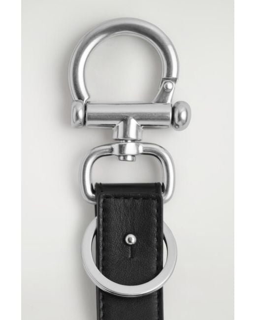 COS Black Leather Keyring for men