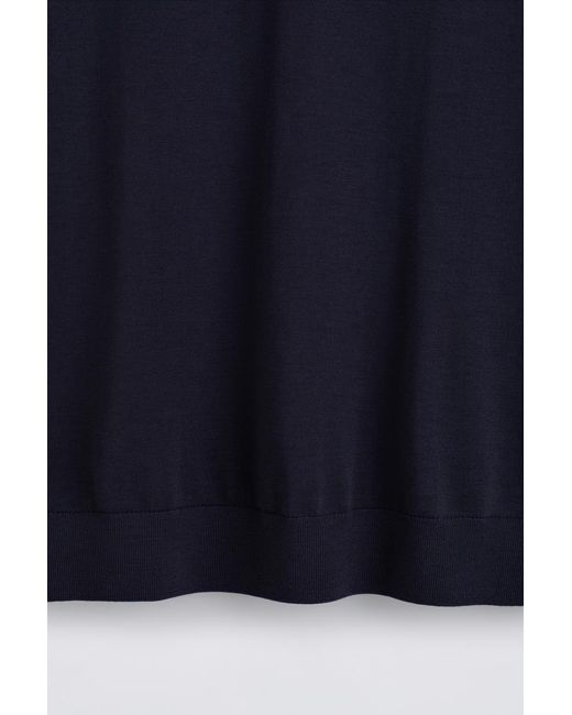 COS Blue Open-Collar Merino Wool Polo Shirt for men