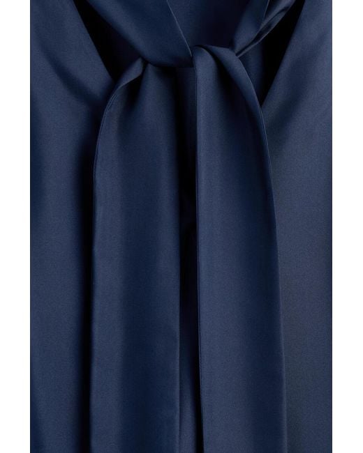 COS Blue Draped Tie-Detail Silk Top