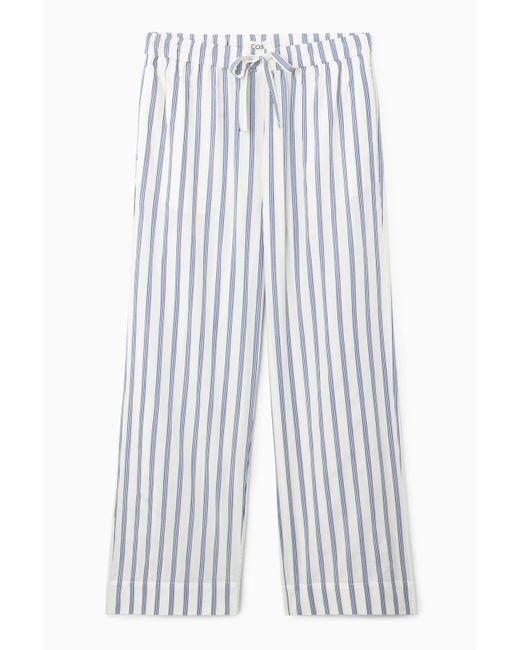 COS Striped Poplin Pajama Pants in White | Lyst