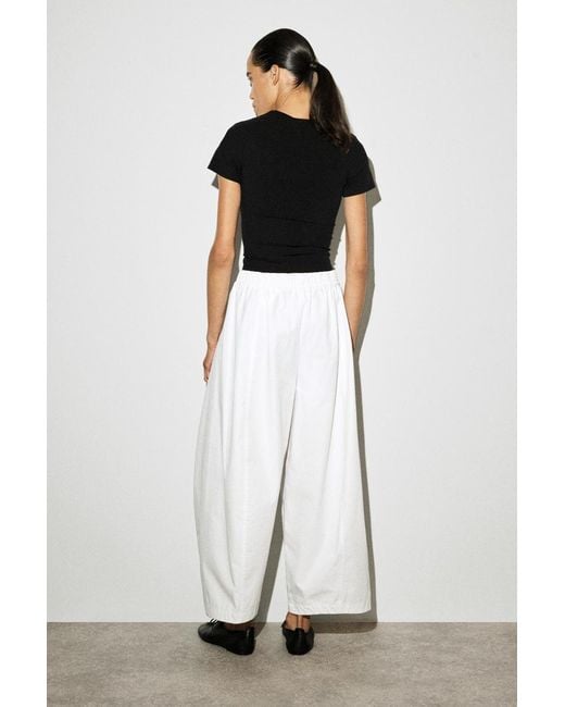 COS White Elasticated Barrel-Leg Trousers